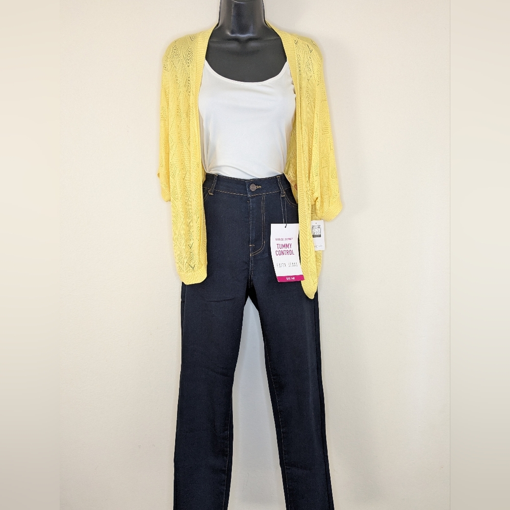 Plus Size Bundle: Faith Jeans 14W + Yellow Open Knit Cardigan + Tank